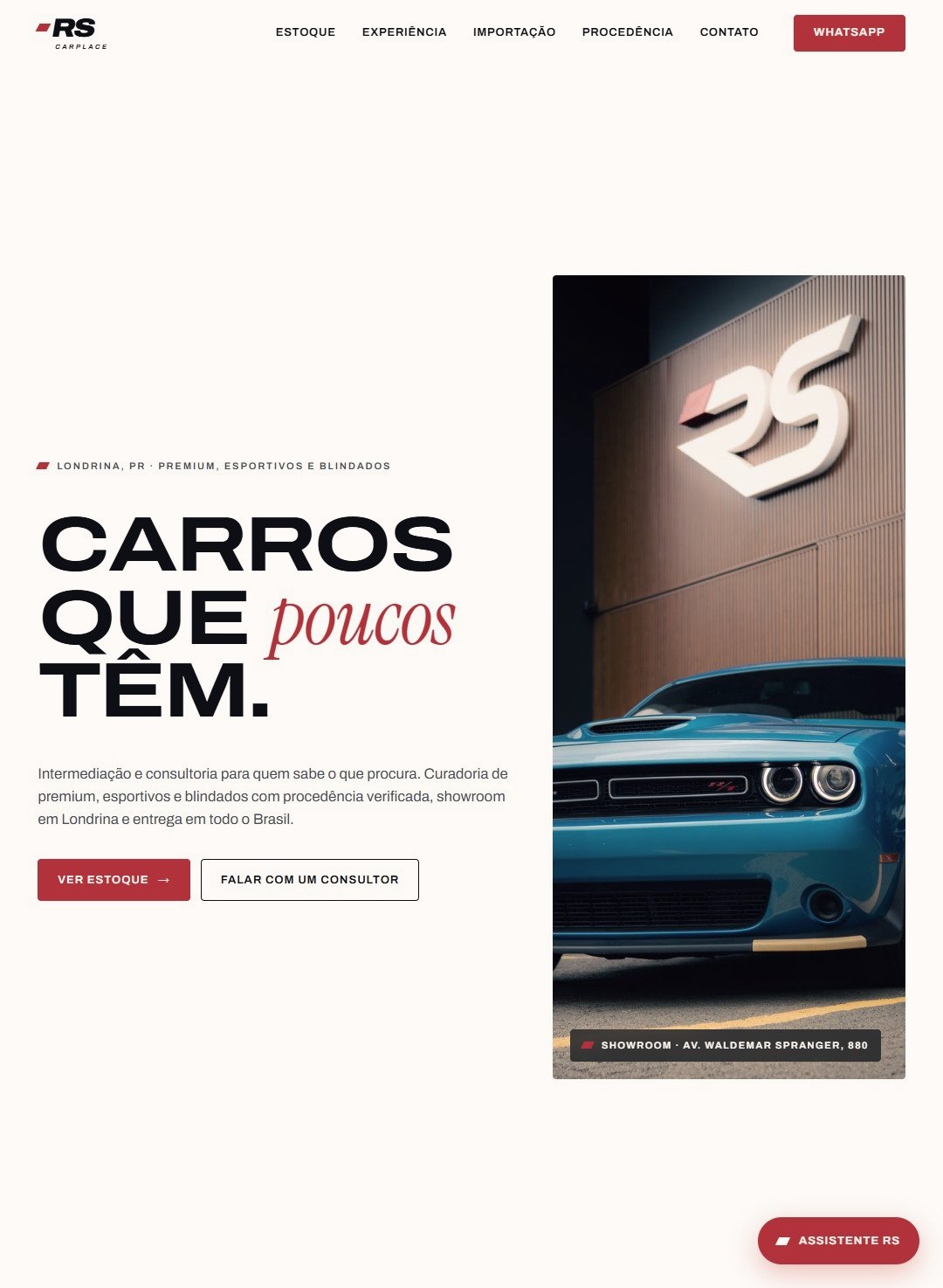 RS Car Place — concessionária de premium, esportivos e blindados em Londrina